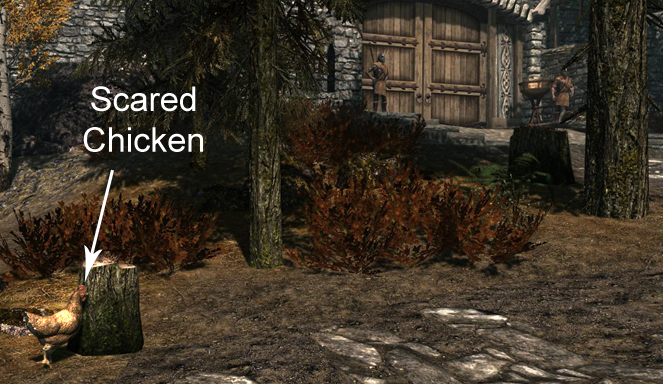 What did the guards do, to scare this chicken so?